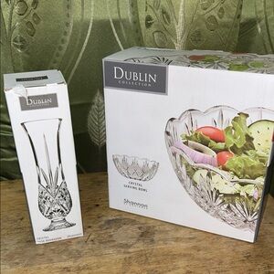 SHAN Dublin Collection Crystal Serving Bowl and Vase Set